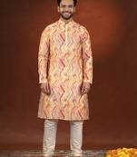 Gold zigzag multicolor ceremonial kurtas
