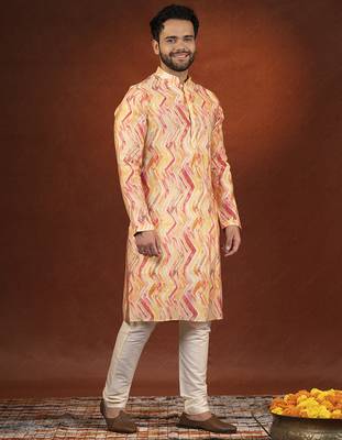 Gold zigzag multicolor ceremonial kurtas 2