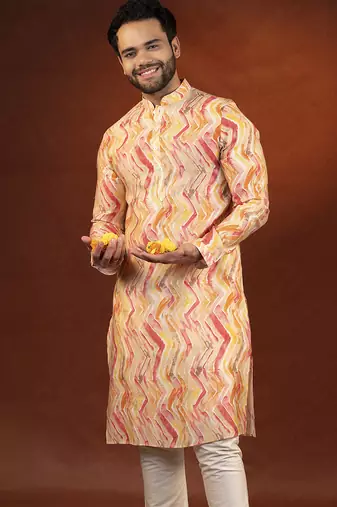 Gold zigzag multicolor ceremonial kurtas