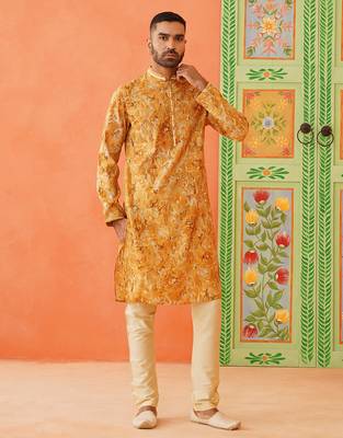 Yellow gold printed kurtas 1