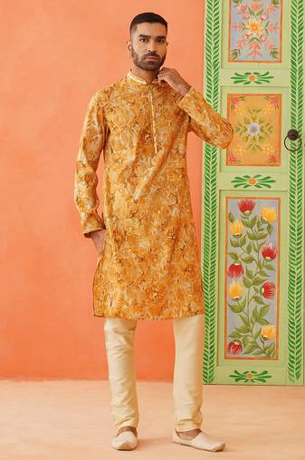 Yellow gold printed kurtas