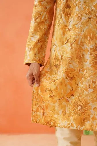 Yellow gold printed kurtas