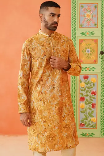 Yellow gold printed kurtas