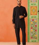 Black cotton jacquard cotton kurtas