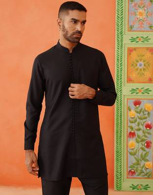 Black cotton jacquard cotton kurtas 2