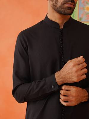 Black cotton jacquard cotton kurtas 3