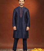 Navy pashmina embroidered kurtas