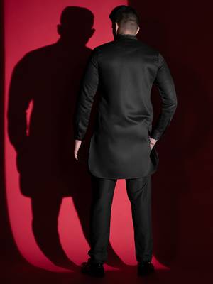 Black lion embroidery front open kurtas 2