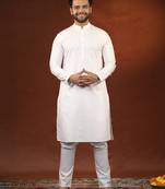 White fine cotton embroidered kurtas