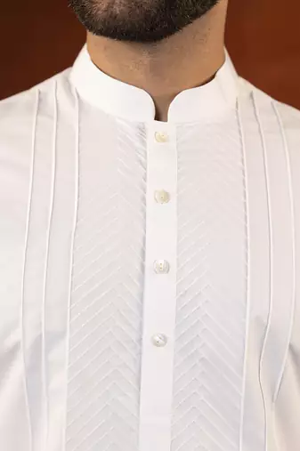 White fine cotton embroidered kurtas