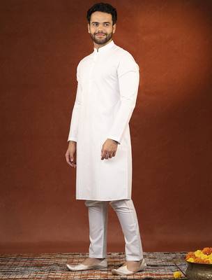 White fine cotton embroidered kurtas 4