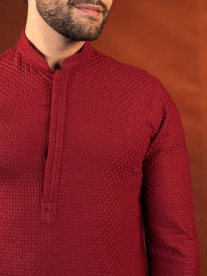 Maroon chikankari kurtas 2