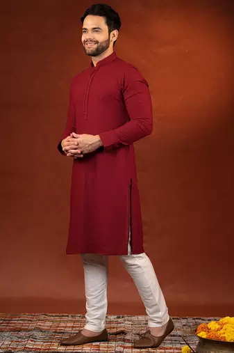 Maroon chikankari kurtas