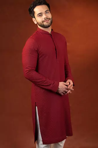 Maroon chikankari kurtas