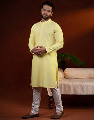 Yellow chikankari kurtas 3