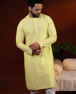Yellow chikankari kurtas 4
