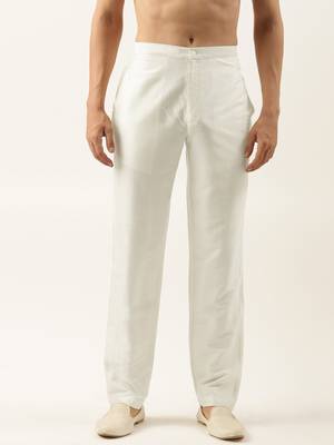 Off white cotton silk pant pajama 1