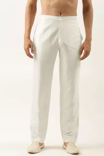 Off white cotton silk pant pajama