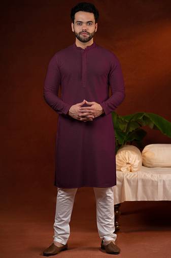 Wine chikankari kurtas