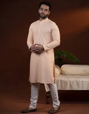 Peach chikankari kurtas 3