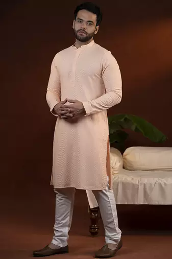 Peach chikankari kurtas