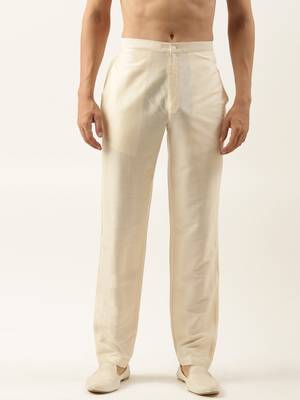 Light beige cotton silk pant pajama 1