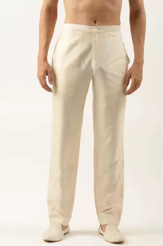 Light beige cotton silk pant pajama