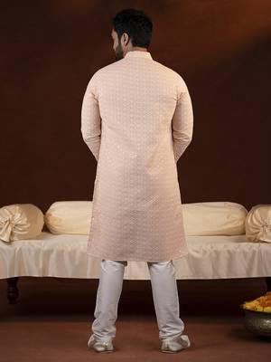 Pastel peach chikankari kurtas 4