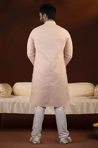 Pastel peach chikankari kurtas