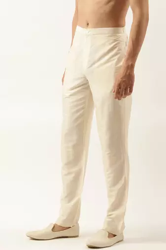 Light beige cotton silk pant pajama