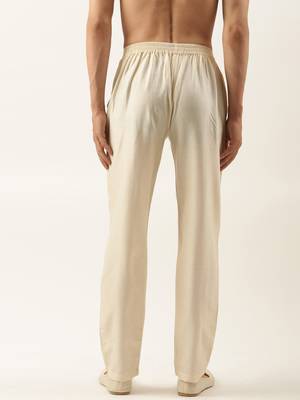Light beige cotton silk pant pajama 4