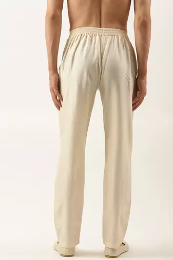 Light beige cotton silk pant pajama