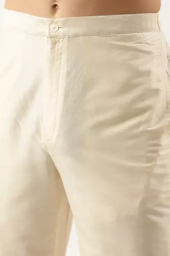 Light beige cotton silk pant pajama
