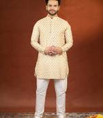 Cream sanganeri print kurtas