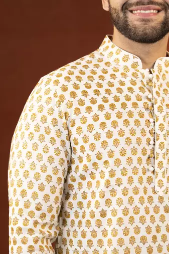 Cream sanganeri print kurtas