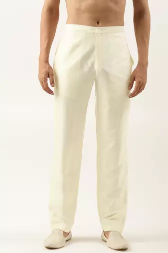 Cream cotton silk pant pajama