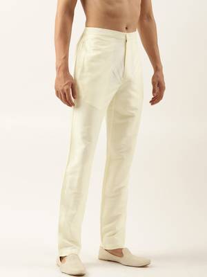 Cream cotton silk pant pajama 3