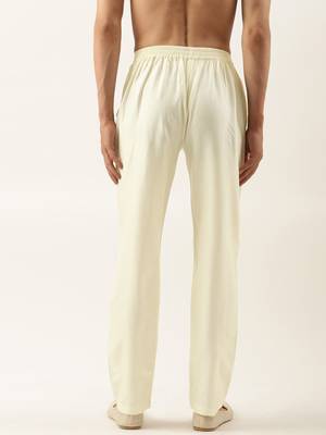 Cream cotton silk pant pajama 4