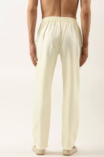 Cream cotton silk pant pajama