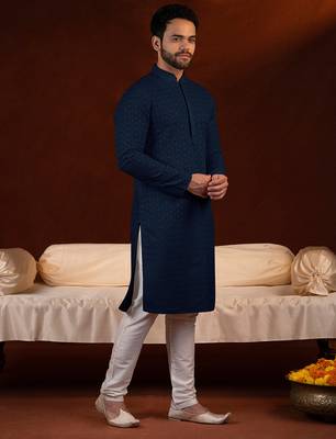 Navy blue chikankari kurtas 3