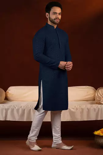 Navy blue chikankari kurtas