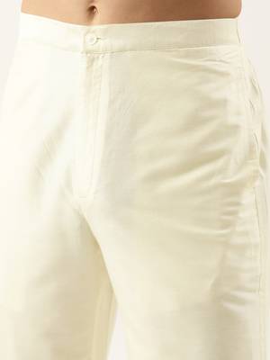 Cream cotton silk pant pajama 5