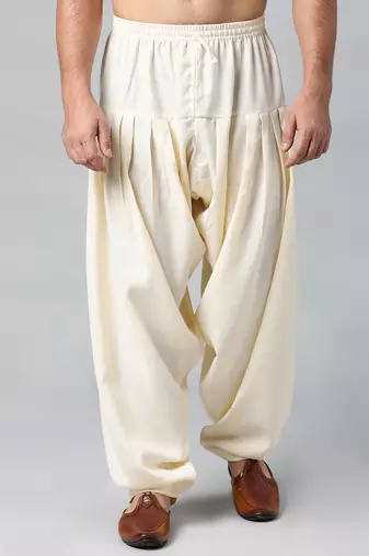 Cream twill weave salwar