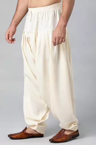 Cream twill weave salwar