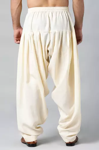 Cream twill weave salwar