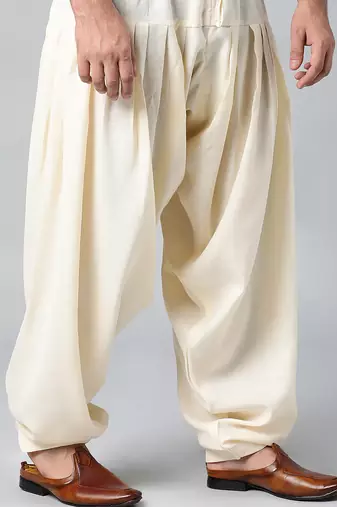 Cream twill weave salwar
