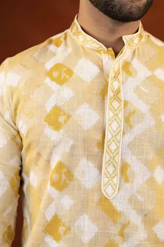 Yellow zigzag ceremonial kurtas