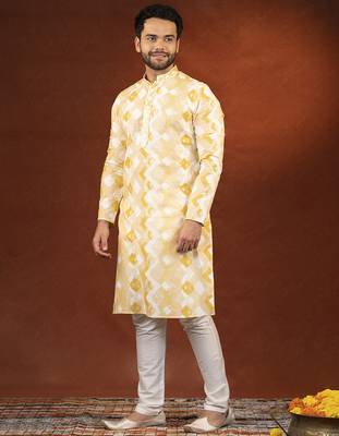 Yellow zigzag ceremonial kurtas 4