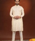 Cream embroidered kurtas