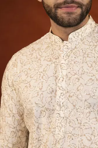 Cream embroidered kurtas